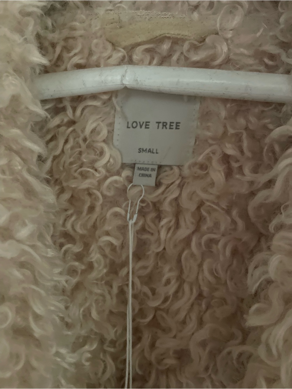 Love Tree Cream Curly Faux Fur Jacket